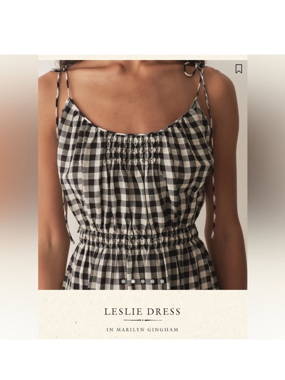 NWT DOEN LESLIE TIE-DETAILED SMOCKED GINGHAM VOILE MIDI DRESS - Picture 6 of 11
